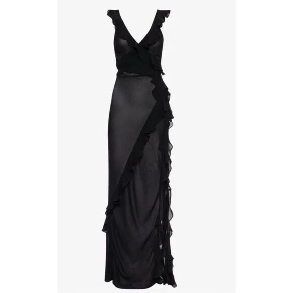 Rumored Just Like Heaven Maxi Long Dress MEDIUM Black Coverup Sheer - Picture 3 of 9